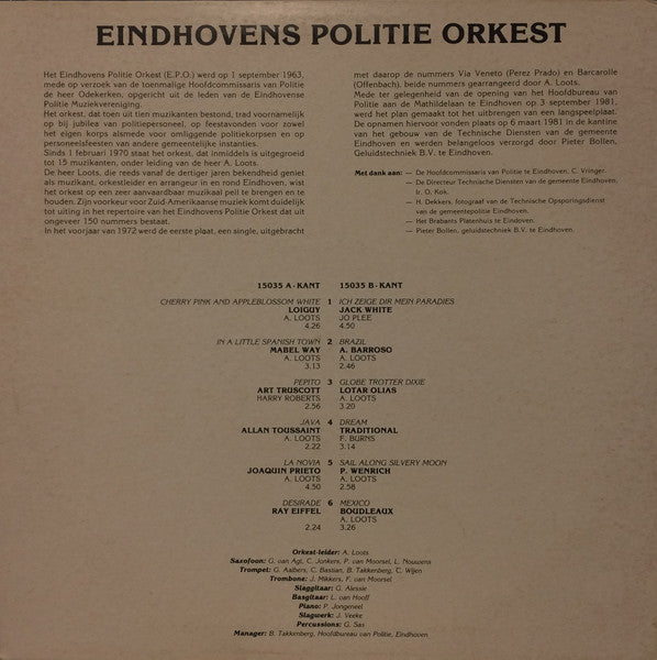 Eindhovens Politie Orkest (E.P.O.) - Eindhovens Politie Orkest (LP) Vinyl LP Vinyl Zeer Goed / Hoesje Goed "VINYLSINGLES.NL"