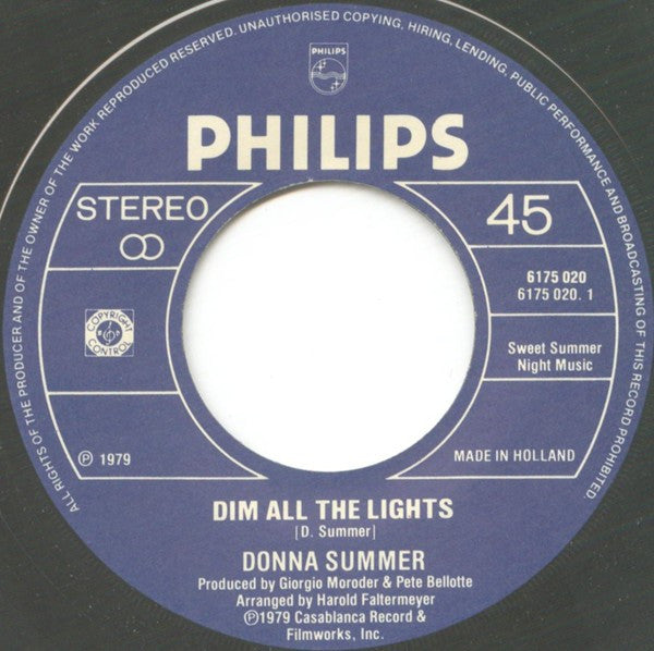 Donna Summer - Dim All The Lights 17429 Vinyl Singles Vinyl Goed / Hoes Goed