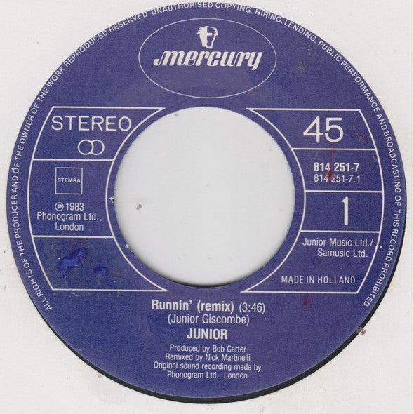 Junior - Runnin' (Remix) 21791 Vinyl Singles Vinyl Goed / Hoes Goed