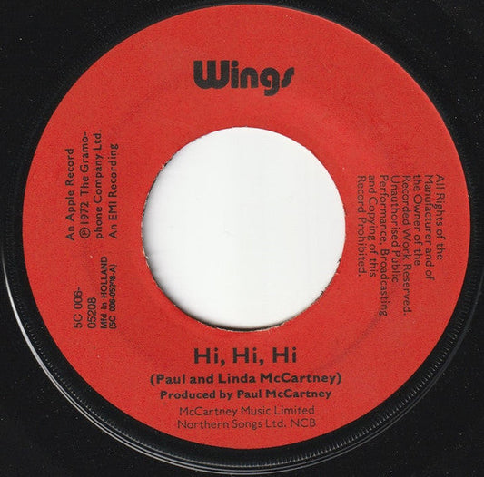 Wings - Hi, Hi, Hi 37380 Vinyl Singles Vinyl Goed / Hoes Generic