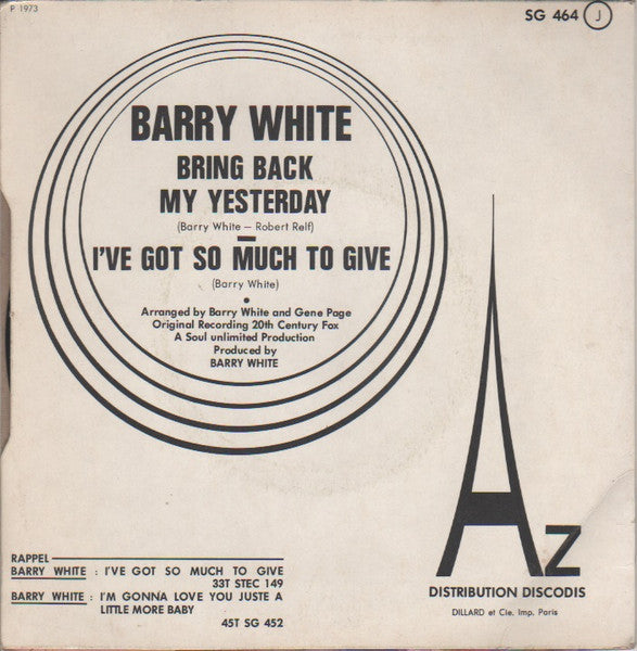 Barry White - Bring Back My Yesterday