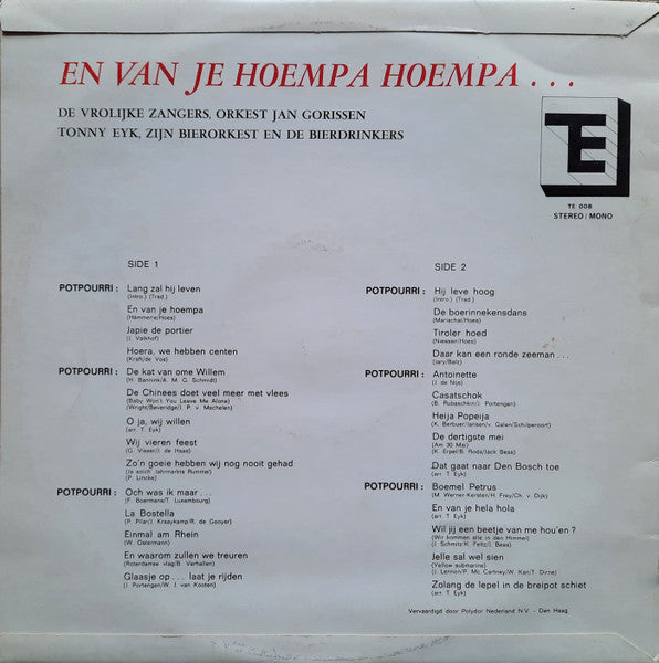 Vrolijke Zangers - En Van Je Hoempa (LP) 44013 Vinyl LP Vinyl Goed / Hoes Goed