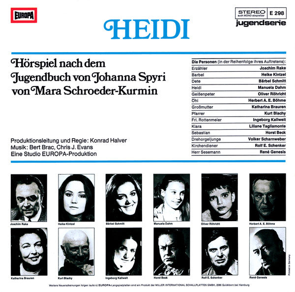Johanna Spyri - Heidi (LP) 40863 Vinyl LP Vinyl Goed / Hoes Goed