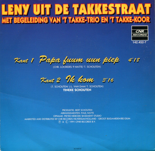 Leny Uit De Takkestraat met begeleiding Van 'T Takke-Trio en 'T Takke-Koor - Papa Fuum Uun Piep 15925 Vinyl Singles Vinyl Goed / Hoes Goed