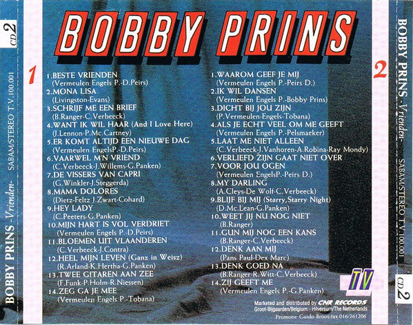 Bobby Prins - Vrienden (Vol. 1 & 2) (CD) 70336 Compact Disc Vinyl Goed / Hoes Goed