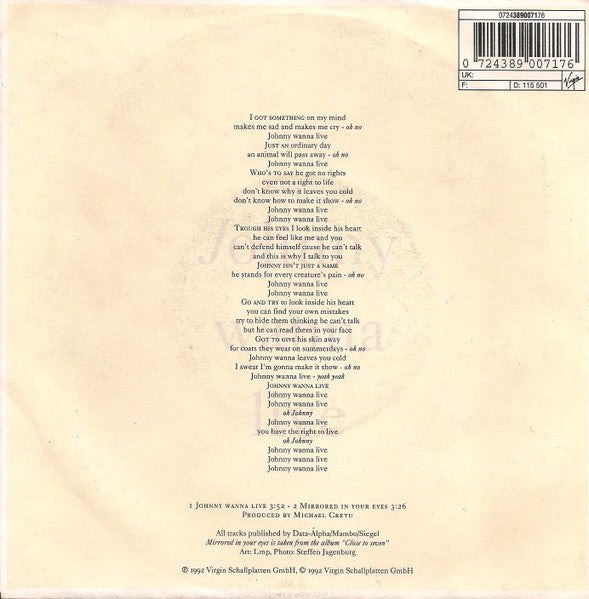 Sandra - Johnny Wanna Live 15148 Vinyl Singles Vinyl Goed / Hoes Goed