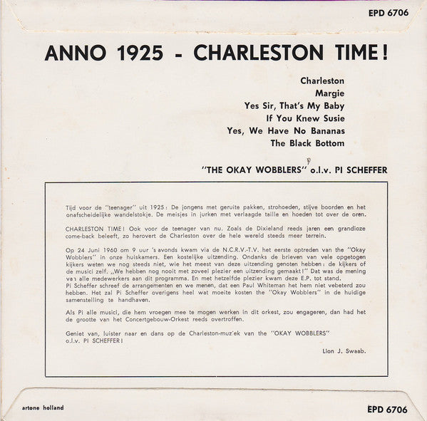 Okay Wobblers o.l.v. Pi Scheffer - Anno 1925 17244 Vinyl Singles EP Vinyl Goed / Hoes Goed