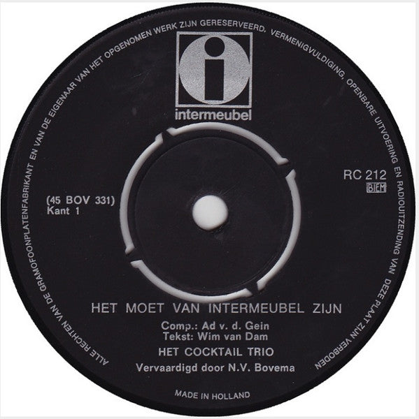 Cocktail Trio - Het Moet Van Intermeubel Zijn 16131 Vinyl Singles Vinyl Goed / Hoes Goed