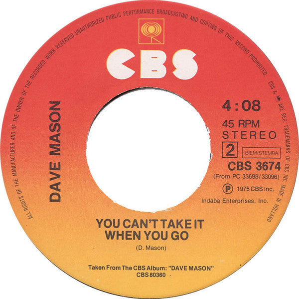 Dave Mason - Crying Waiting Hoping 15288 Vinyl Singles Vinyl Goed / Hoes Goed