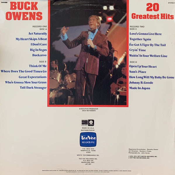 Buck Owens - 20 Greatest Hits (LP) Vinyl LP Dubbel Vinyl Zeer Goed / Hoesje Goed "VINYLSINGLES.NL"
