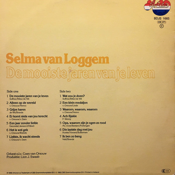 Selma Van Loggem - De Mooiste Jaren Van Je Leven (LP) 46315 Vinyl LP Vinyl Goed / Hoes Goed