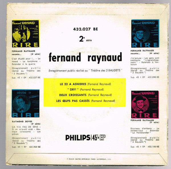 Fernand Raynaud - * - Le ** À Asnières Vinyl Singles EP Vinyl Zeer Goed / Hoesje Goed "VINYLSINGLES.NL"