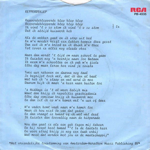 Danny Boy - Repper De Klep 43532 Vinyl Singles Vinyl Goed / Hoes Goed