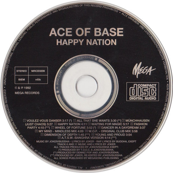 Ace Of Base - Happy Nation (CD) Compact Disc Goede Staat "VINYLSINGLES.NL"