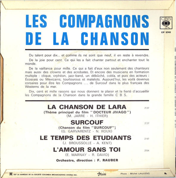 Les Compagnons De La Chanson - La Chanson De Lara 40076 Vinyl Singles EP Vinyl Goed / Hoes Goed