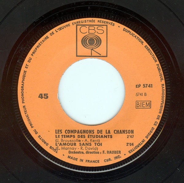 Les Compagnons De La Chanson - La Chanson De Lara 30743 Vinyl Singles EP Vinyl Goed / Hoes Goed