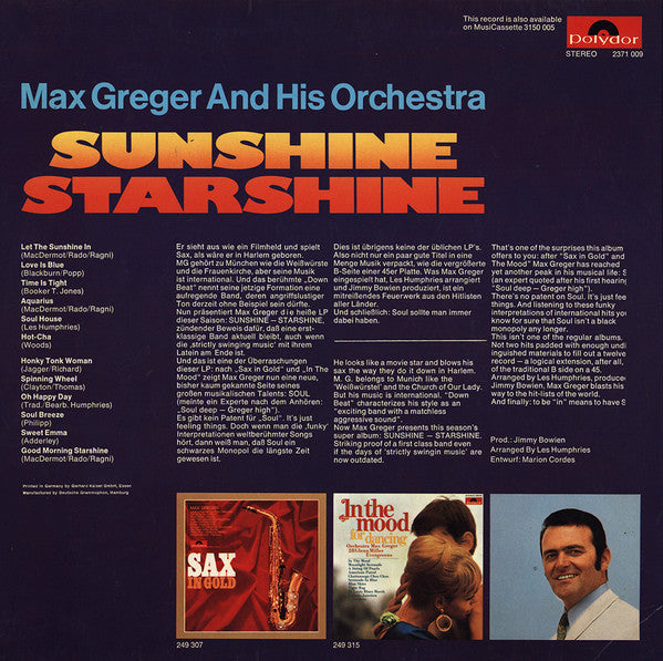 Max Greger Und Sein Orchester - Sunshine Starshine (LP) 49693 Vinyl LP Vinyl Goed / Hoes Goed