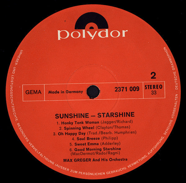 Max Greger Und Sein Orchester - Sunshine Starshine (LP) 49693