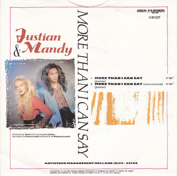 Justian & Mandy - More Than I Can Say 27025 Vinyl Singles Vinyl Goed / Hoes Goed