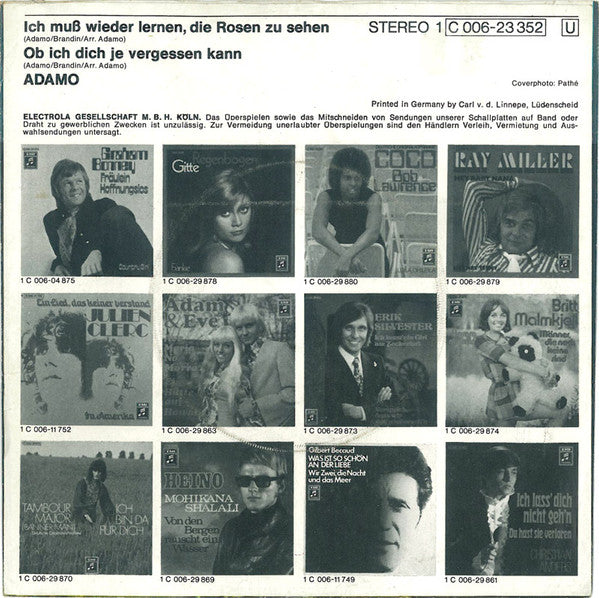 Adamo - Ich Muß Wieder Lernen, Die Rosen Zu Sehen Vinyl Singles Vinyl Zeer Goed / Hoesje Goed "VINYLSINGLES.NL"
