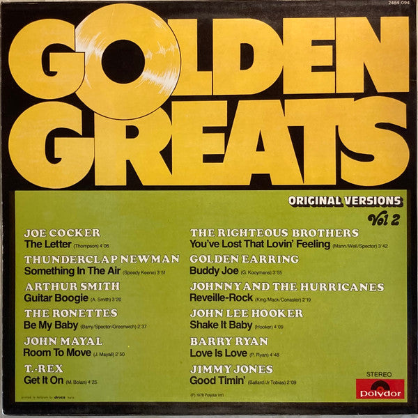 Various - Golden Greats Vol 1 (LP) 49972 Vinyl LP Vinyl Goed / Hoes Goed