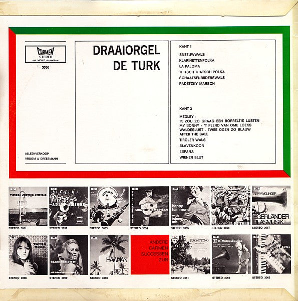 Draaiorgel De Turk - Draaiorgel "De Turk" (LP) Vinyl LP Vinyl Zeer Goed / Hoesje Goed "VINYLSINGLES.NL"