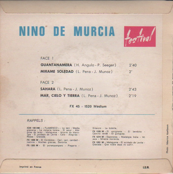 Nino de Murcia - Guantanamera 02249 Vinyl Singles EP Vinyl Goed / Hoes Goed