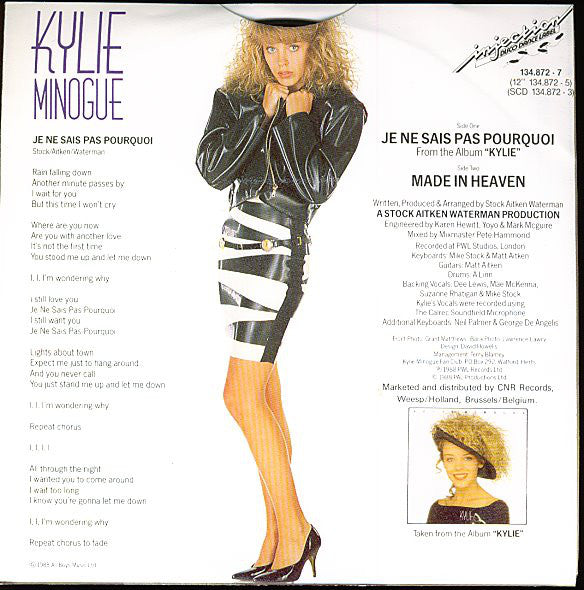 Kylie Minogue - Je Ne Sais Pas Pourquoi 22495 Vinyl Singles Vinyl Goed / Hoes Goed