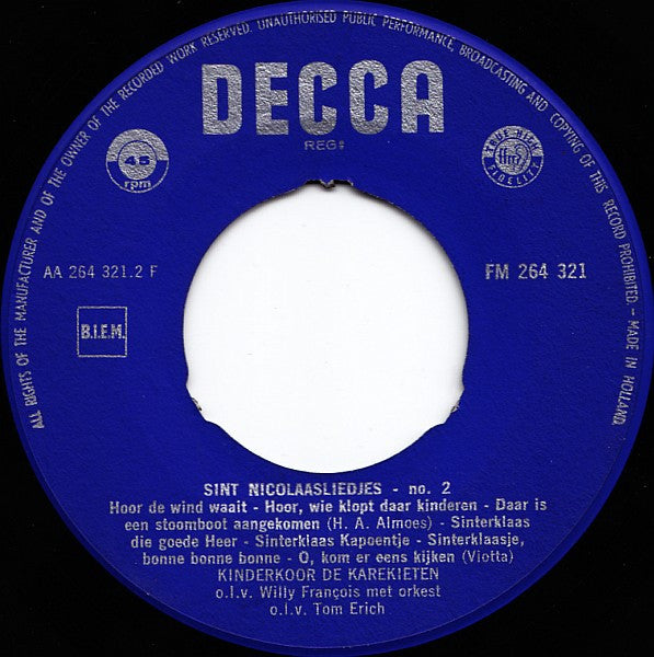 Kinderkoor De Karekieten - Sint Nicolaas Met De Karekieten 19157 Vinyl Singles Vinyl Goed / Hoes Goed