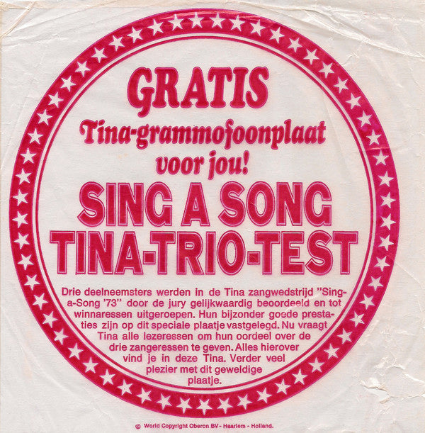 Various - Sing A Song '73 Tina-Trio-Test (Flexidisc) 26262 Flexidisc Vinyl Goed / Hoes Goed