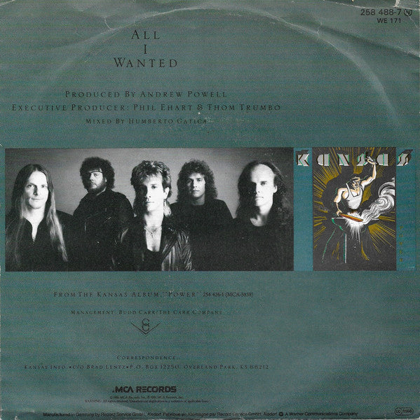 Kansas - All I Wanted 22469 Vinyl Singles Vinyl Goed / Hoes Goed