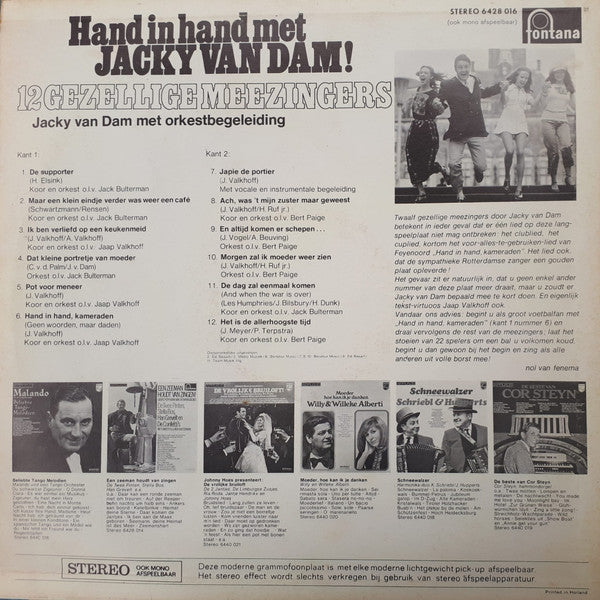 Jacky Van Dam - Hand In Hand Met Jacky Van Dam! 12 Gezellige Meezingers (LP) 50747 Vinyl LP Vinyl Goed / Hoes Redelijk