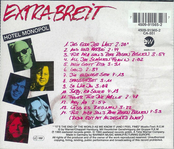 Extrabreit - Hotel Monopol (CD) Compact Disc Vinyl Goed / Hoes Goed