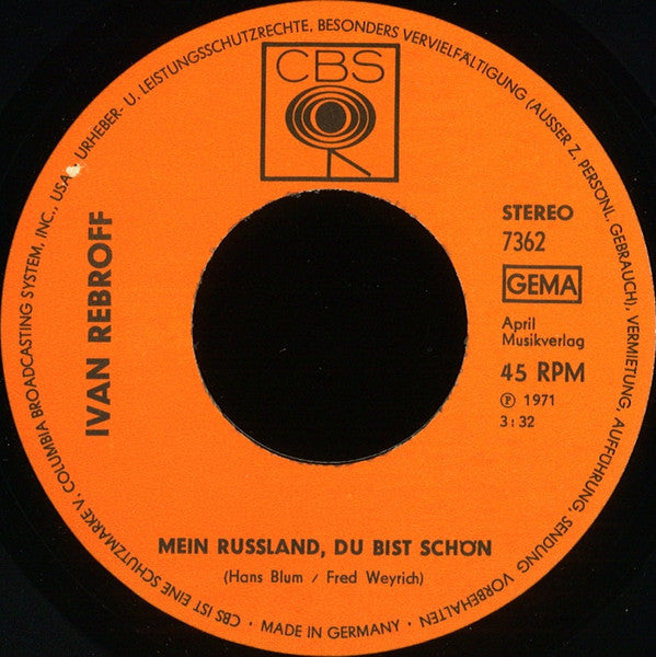 Ivan Rebroff - Mein Russland, Du Bist Schon 39528 Vinyl Singles Vinyl Goed / Hoes Goed