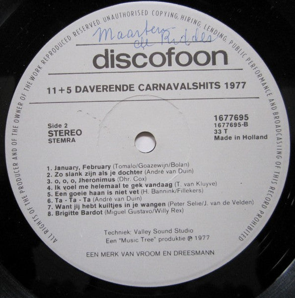 Verschiedene – Elf + 5 Daverende Carnavals Hits '77 (LP) 48138 (B)