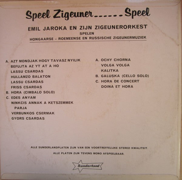 Ensemble Elemèr Jaroka - Speel Zigeuner....Speel (LP) Vinyl LP Vinyl Zeer Goed / Hoesje Goed "VINYLSINGLES.NL"
