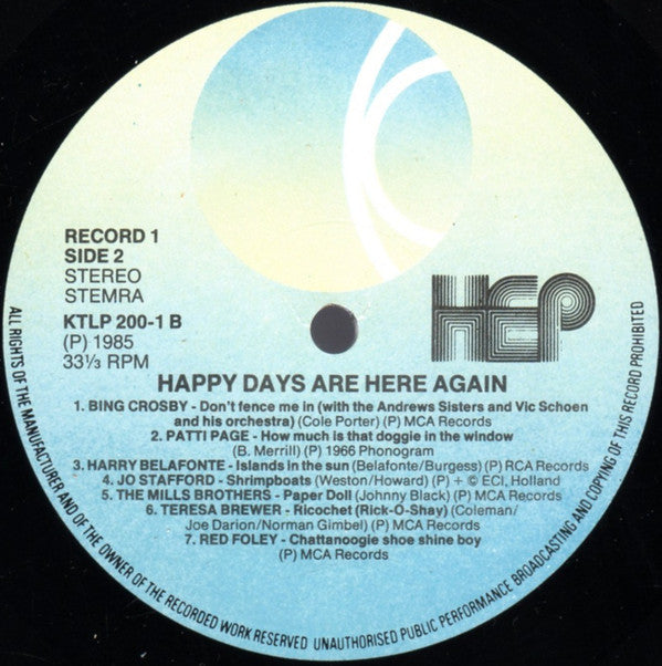 Various - Happy Days Are Here Again (LP) 51642 Vinyl LP Dubbel Vinyl Goed / Hoes Goed