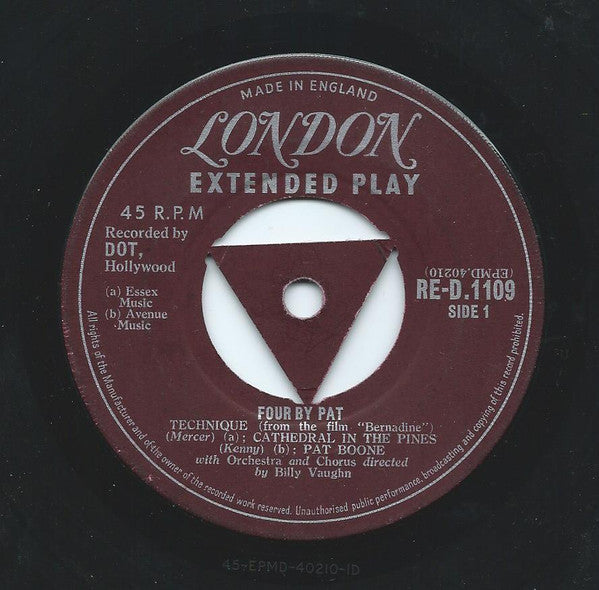 Pat Boone - Four By Pat 29013 Vinyl Singles EP Vinyl Goed / Hoes Goed