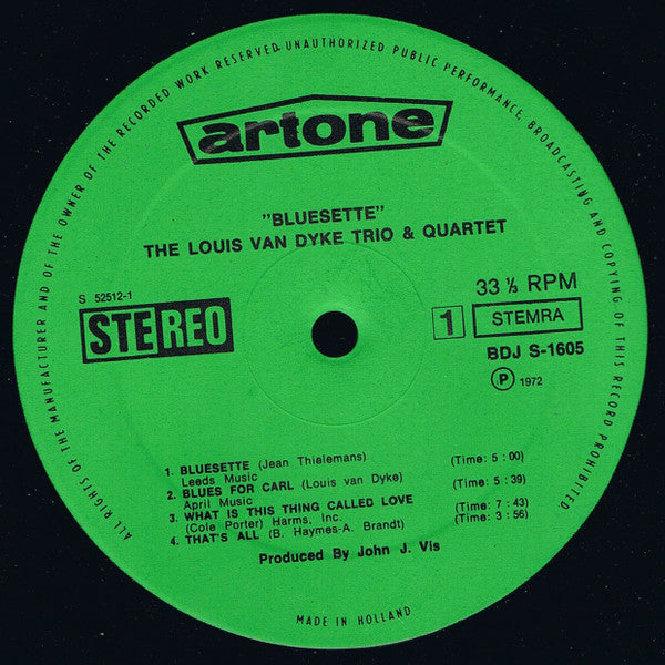 Louis Van Dyke - Bluesette (LP) Vinyl LP Vinyl Goed / Hoes Goed