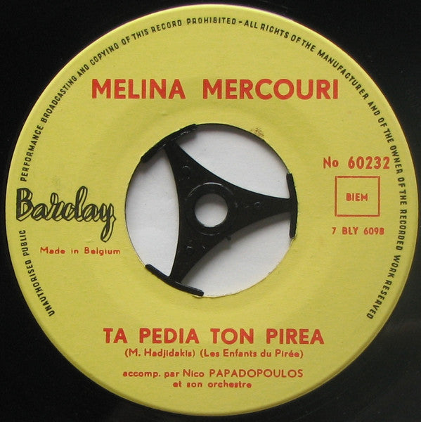 Melina Mercouri - Ta Pedia Ton Pirea Vinyl Singles Toevoegen Vinyl Goed / Hoes Generic