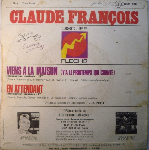 Claude François - Viens À La Maison 30946 Vinyl Singles Vinyl Goed / Hoes Goed