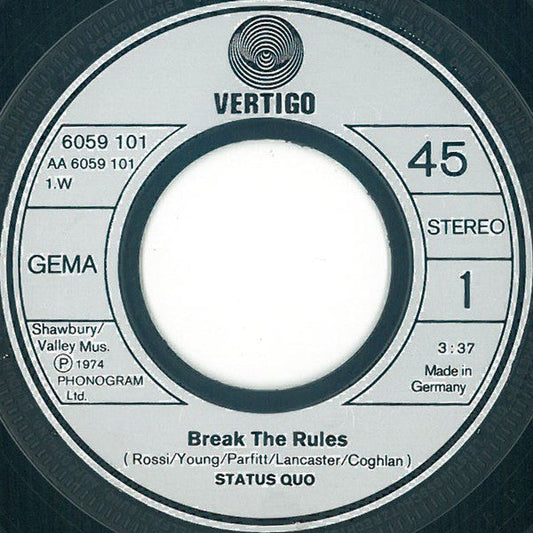 Status Quo - Break The Rules 41577 Vinyl Singles Vinyl Goed / Hoes Generic
