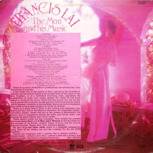 Francis Lai - The Man And His Music (LP) Vinyl LP Vinyl Zeer Goed / Hoesje Goed "VINYLSINGLES.NL"