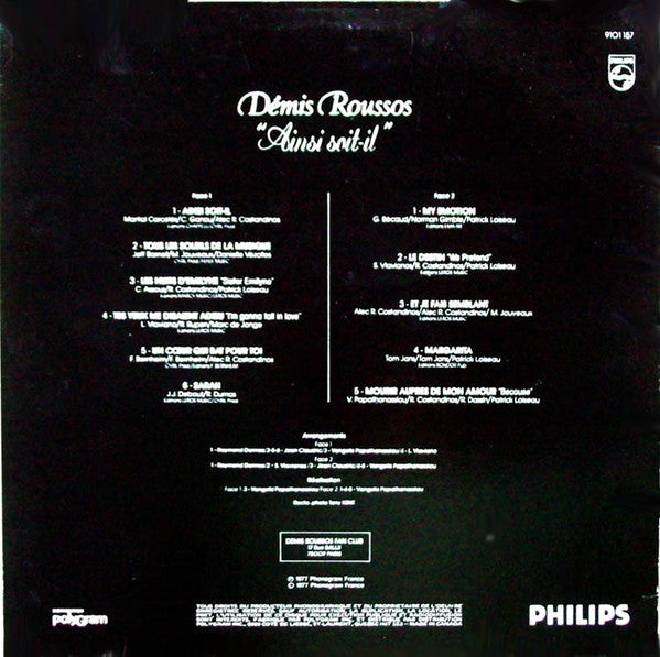 Demis Roussos - Ainsi soit-il (LP) Vinyl LP Vinyl Zeer Goed / Hoesje Goed "VINYLSINGLES.NL"