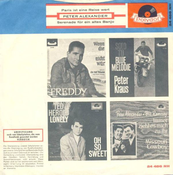 Peter Alexander - Paris Ist Eine Reise Wert 38203 Vinyl Singles Vinyl Goed / Hoes Goed