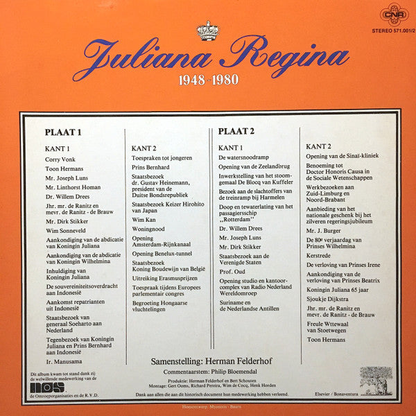 Various - Juliana Regina 1948 - 1980 (LP) 40786 Vinyl LP Vinyl Goed / Hoes Goed