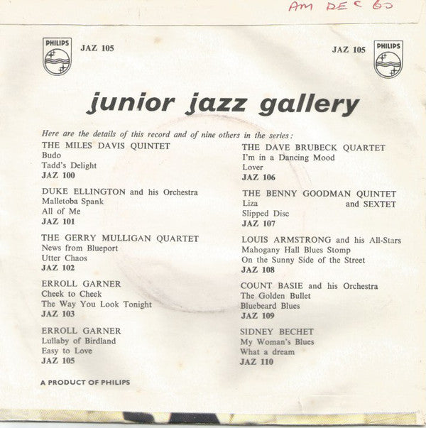 Erroll Garner - Lullaby Of Birdland Vinyl Singles Vinyl Zeer Goed / Hoesje Goed "VINYLSINGLES.NL"