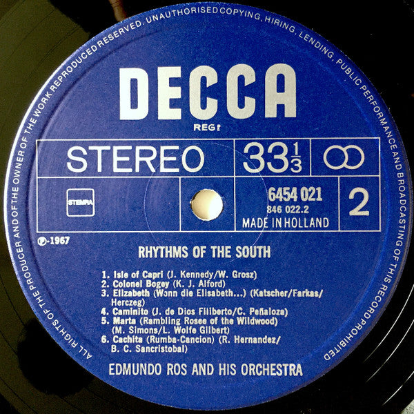 Edmundo Ros & His Orchestra – Rhythms Of The South (LP) 40643