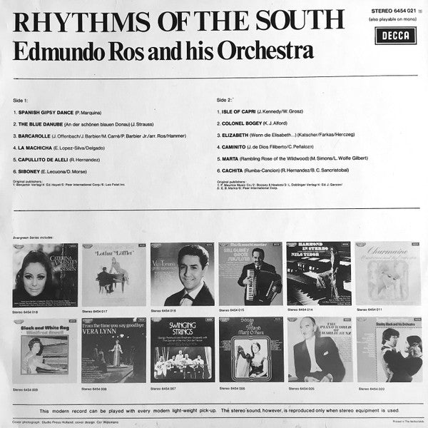 Edmundo Ros & His Orchestra - Rhythms Of The South (LP) Vinyl LP Vinyl Zeer Goed / Hoesje Goed "VINYLSINGLES.NL"