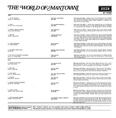 Mantovani And His Orchestra - The World Of Mantovani (LP) 42389 Vinyl LP Vinyl Goed / Hoes Goed